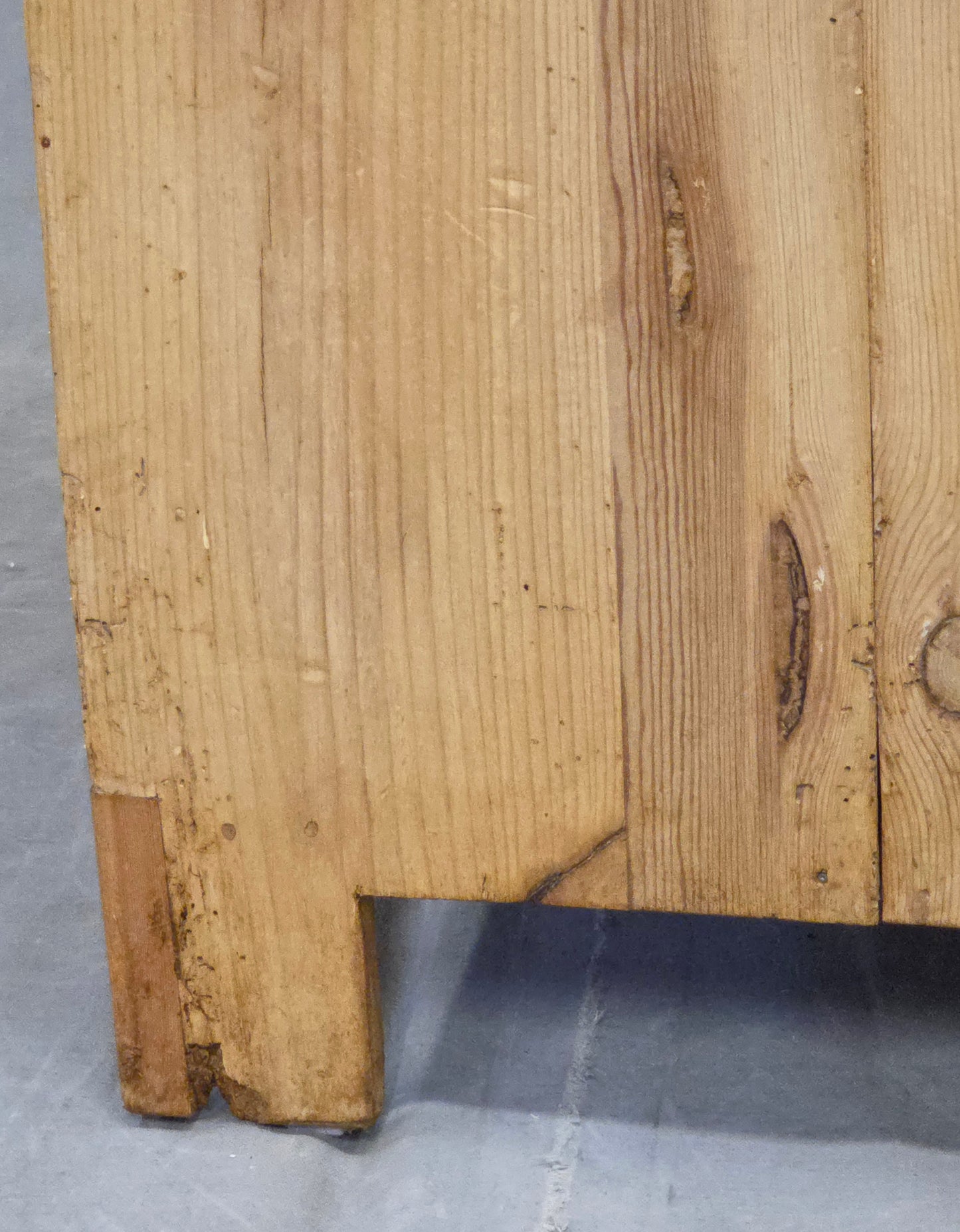 Antique European Pine and Marble Side Table or Nightstand