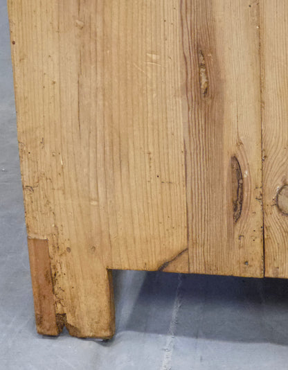 Antique European Pine and Marble Side Table or Nightstand