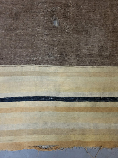 Antique Mongolian Handwoven Wool Blanket with Cranes