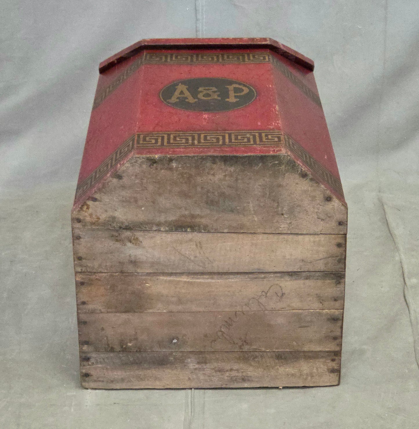 Antique A&P Tea Bin, Wood With Red Paint, Country Style, Circa 1920
