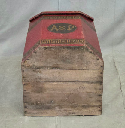 Antique A&P Tea Bin, Wood With Red Paint, Country Style, Circa 1920