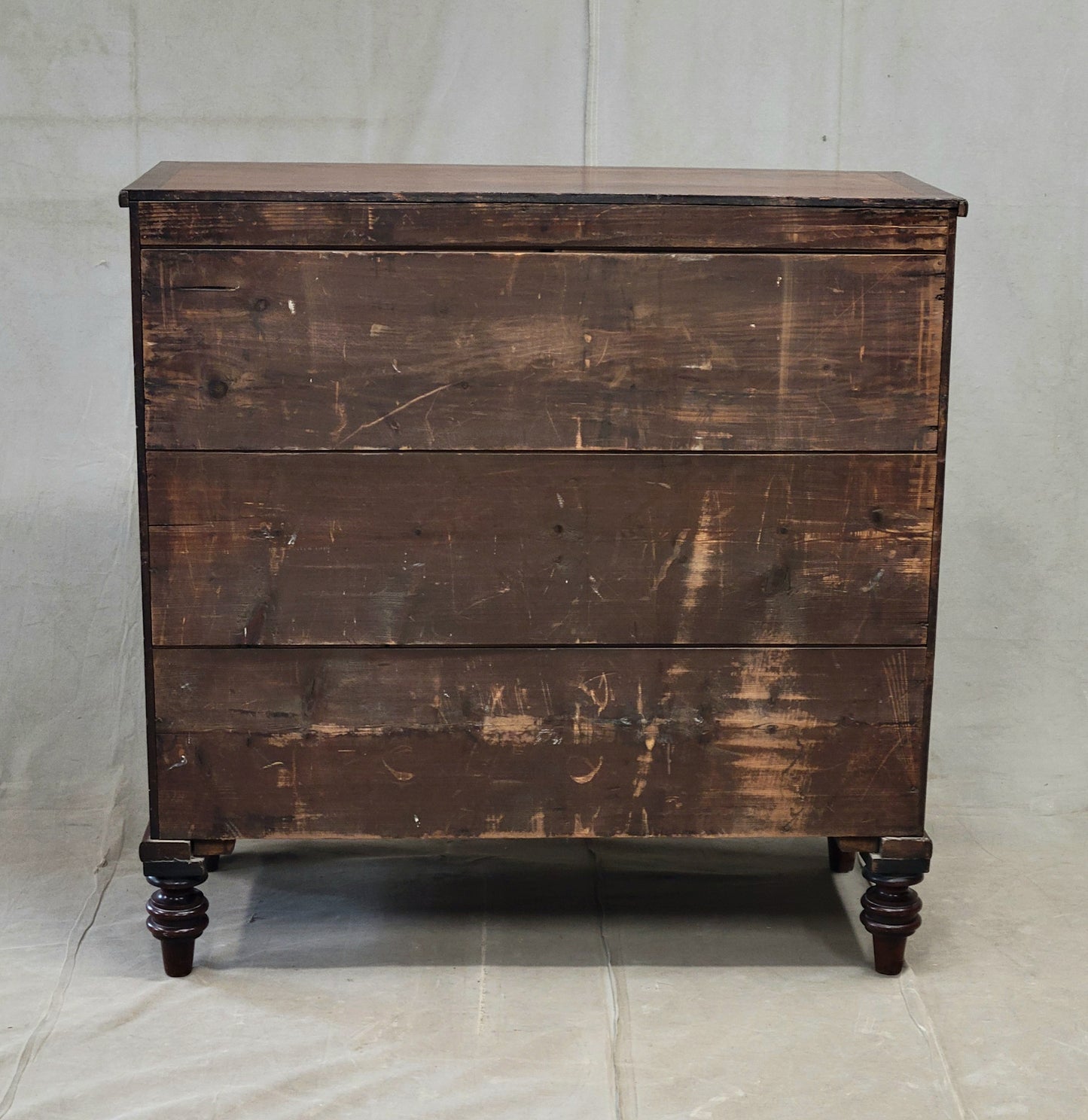 Antique English Edwardian Figured Mahogany Dresser With Original Knobs
