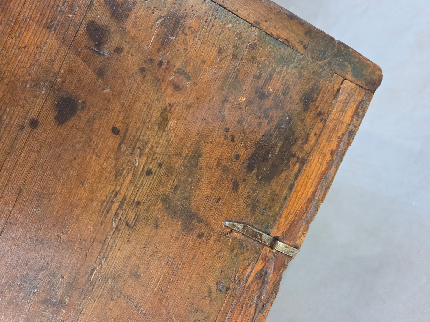 Antique 19th Century German or Austrian Original Blue Painted Pine Blanket Chest