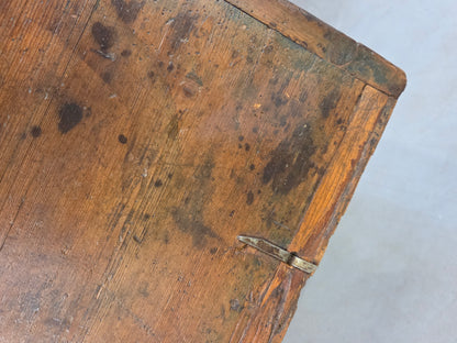 Antique 19th Century German or Austrian Original Blue Painted Pine Blanket Chest