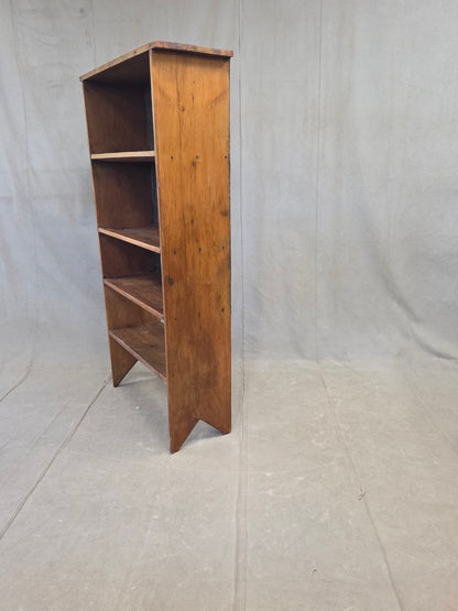 Vintage Rustic Primitive Handmade Pine Bookcase with Metal Backing