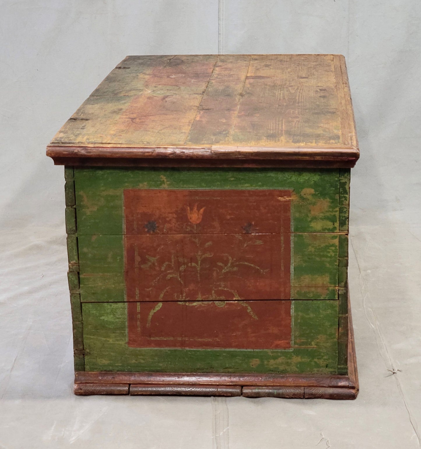 Antique Eastern European Pine Blanket Chest With Original Paint