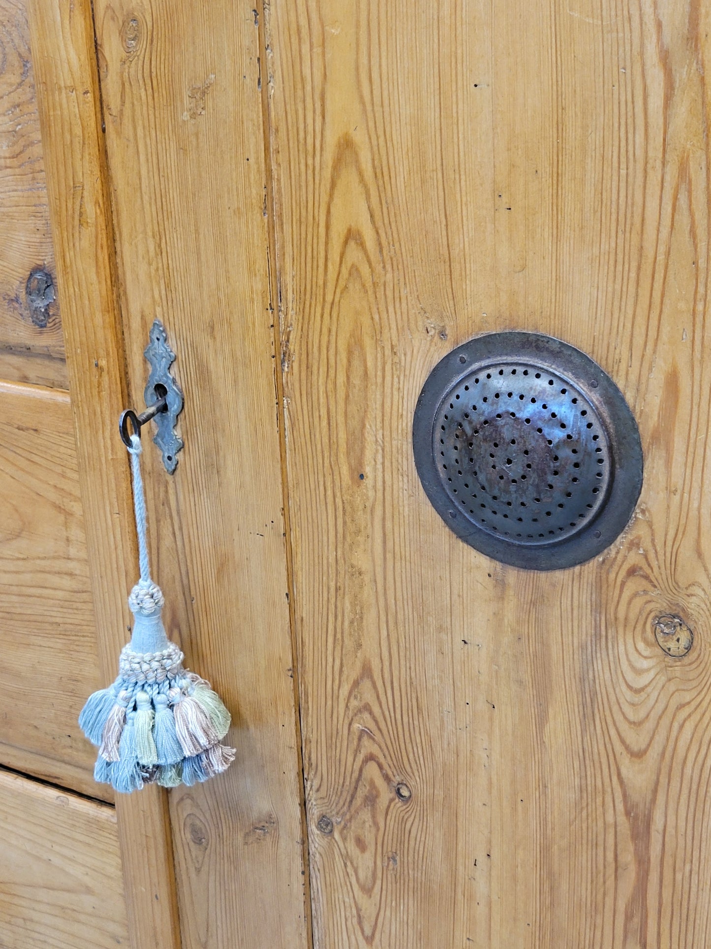 Antique Czech Pine Locking Pie or Larder Cabinet