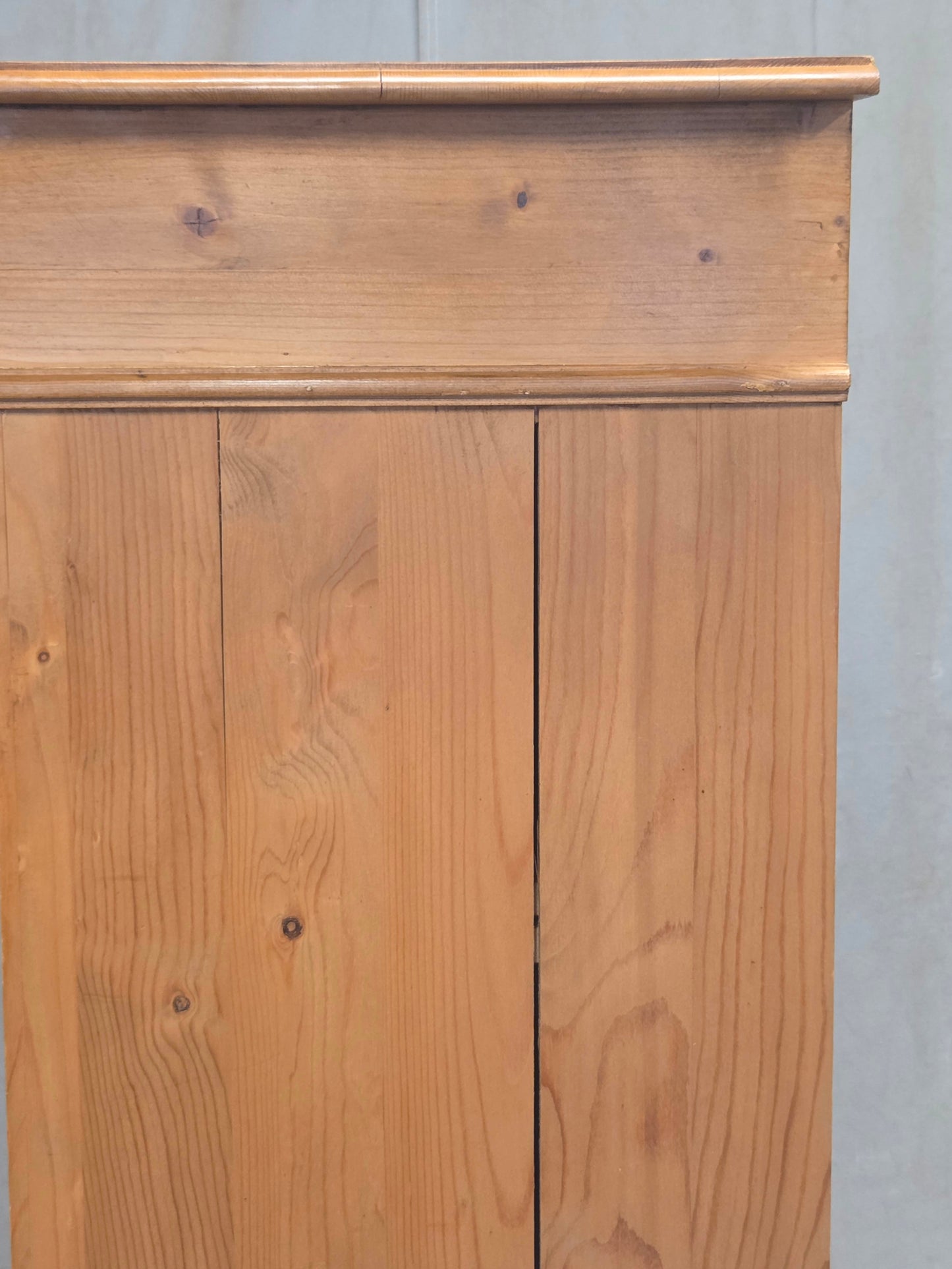 Vintage German Natural Pine Tall Cabinet Cupboard
