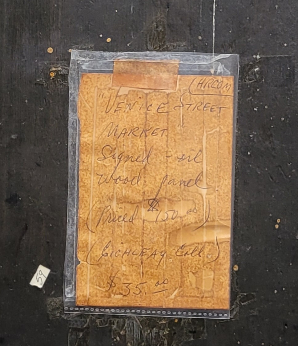 Antique Early 1900s Oil on Panel of a Venetian Market Scene by M.S. Loresen (?)