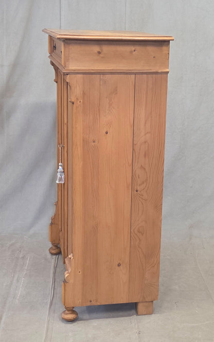 Vintage German Natural Pine Tall Cabinet Cupboard