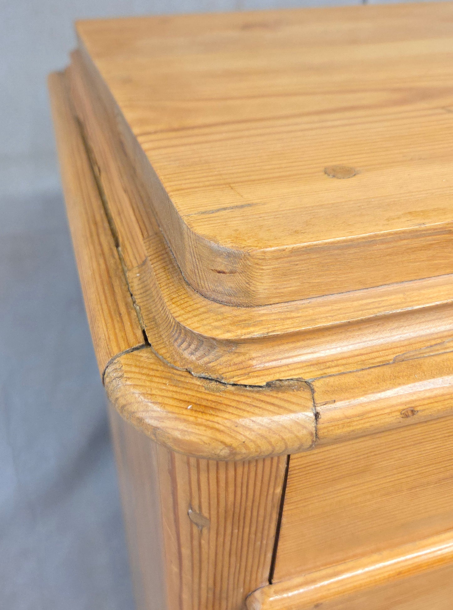 Antique Swedish Biedermeier Natural Pine Drop Front Desk with Drawers and Keys