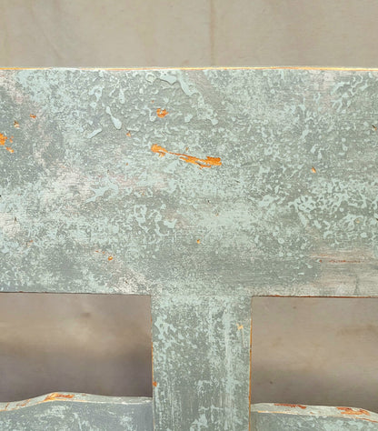 Antique 19th Century Swedish Storage Bench with Blue/Gray Paint and Linen Cushion