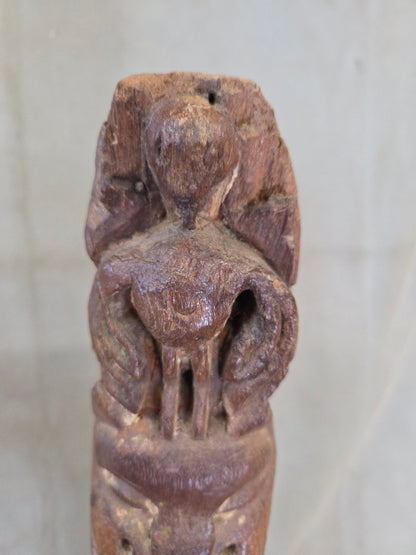 Antique Indian Hand Carved Naga Architectural Remnant on a Custom Metal Stand