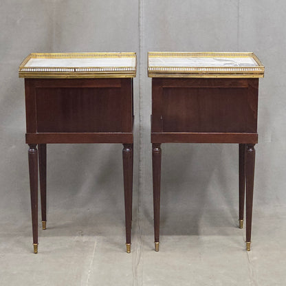 Vintage Mahogany and Marble Spanish Nightstands With Brass Ormolu - A Pair