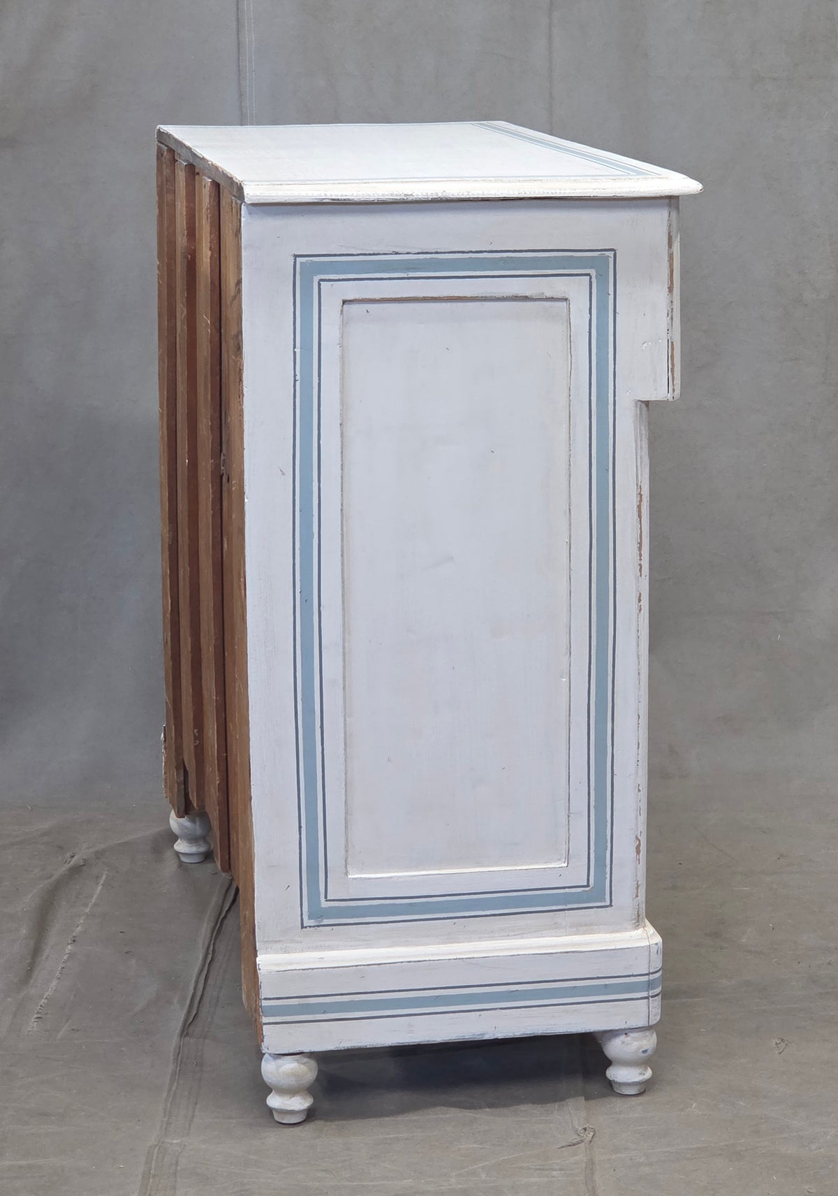 Antique 19th C. Painted Pine Dresser Chest of Drawers With Greek Key Motif