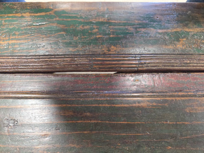 Vintage Teak Coffee Table Made From an Old Reclaimed Door With Green Paint