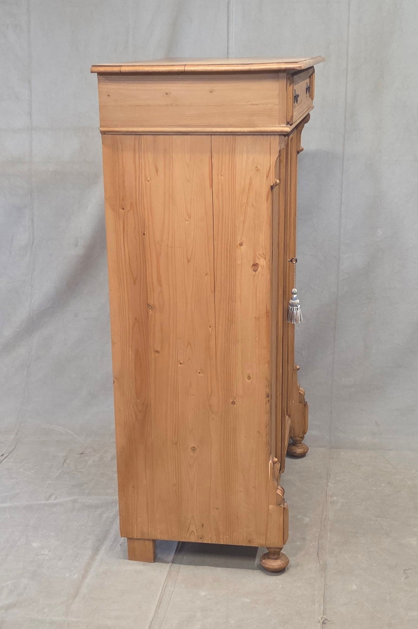 Vintage German Natural Pine Tall Cabinet Cupboard