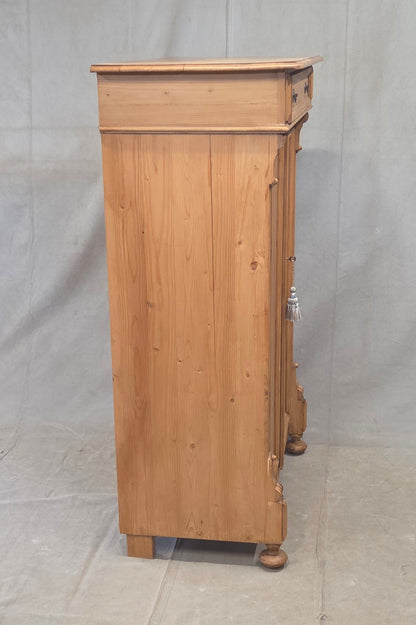 Vintage German Natural Pine Tall Cabinet Cupboard
