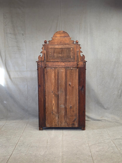 Antique 19th Century German Wilhelmenian Flame Birch Vertical Buffet Sideboard