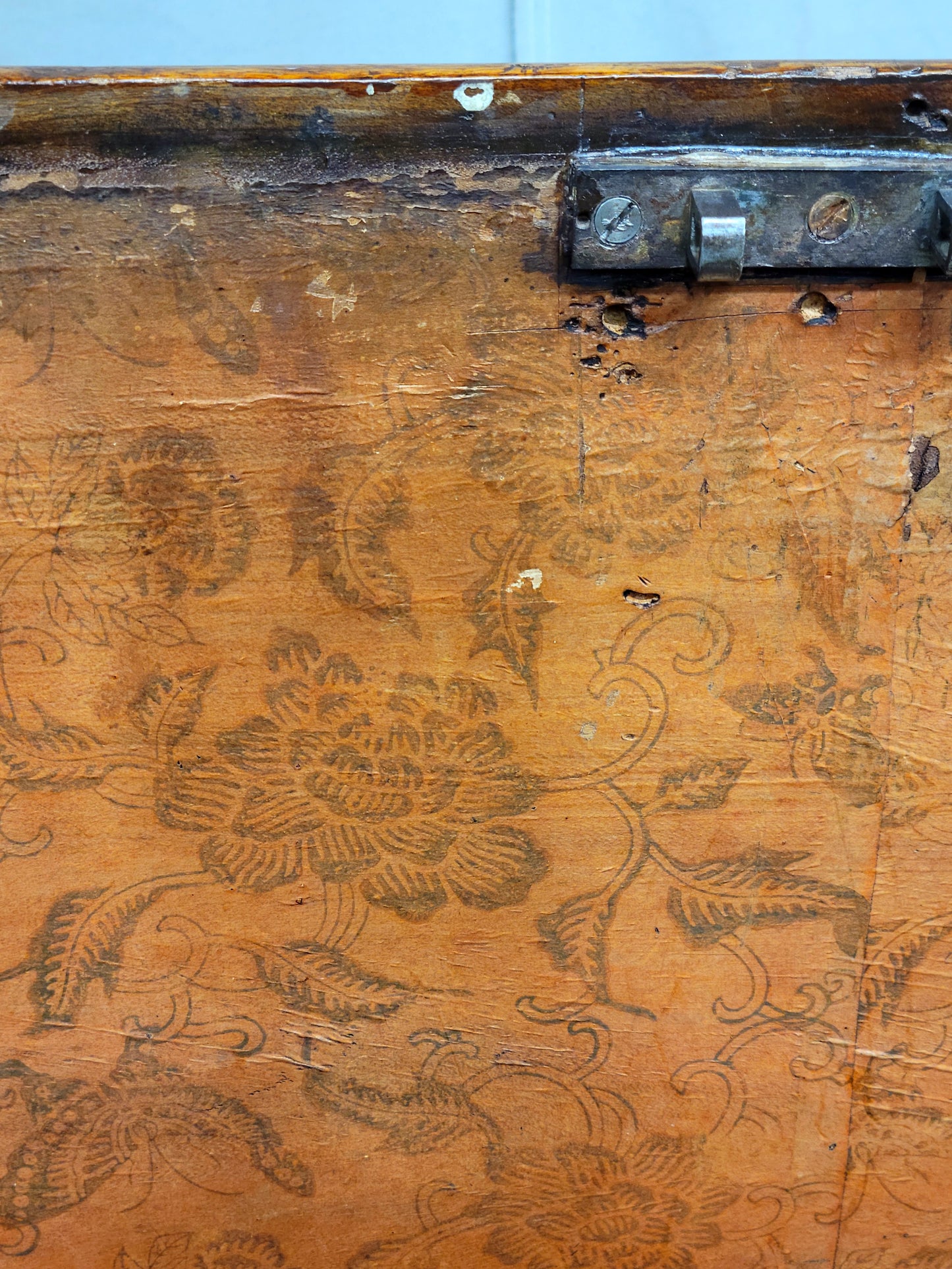 Antique British Colonial Hardwood and Brass Monogrammed Travel Trunk