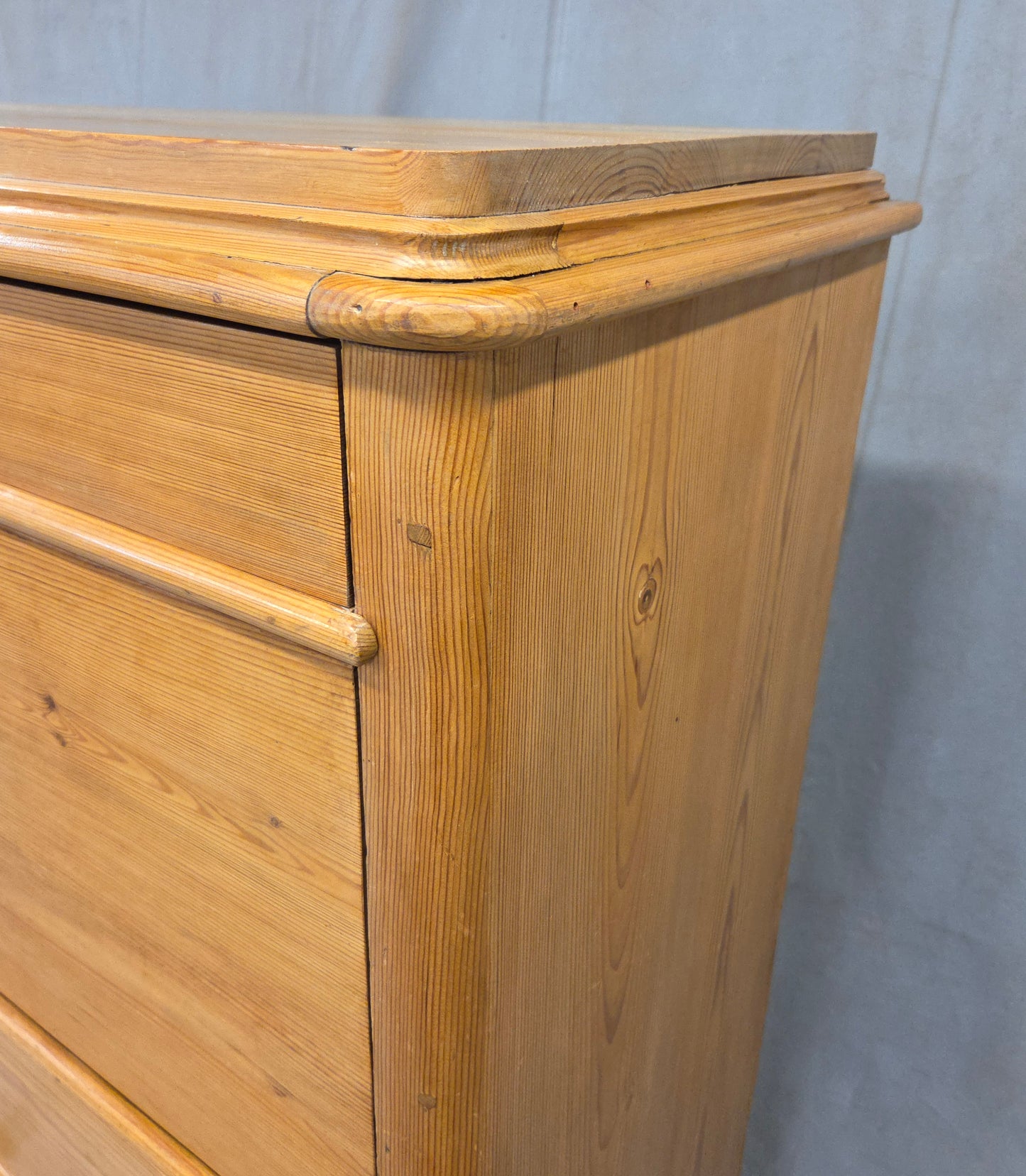 Antique Swedish Biedermeier Natural Pine Drop Front Desk with Drawers and Keys