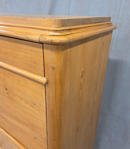 Antique Swedish Biedermeier Natural Pine Drop Front Desk with Drawers and Keys