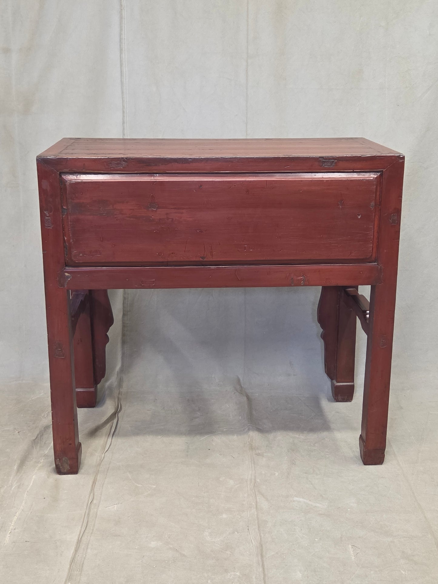 Antique Chinese Qing Dynasty Lacquer Side Table with Birds and Flowers