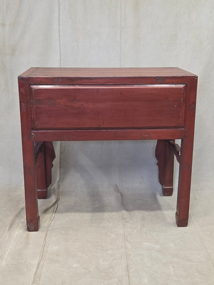 Antique Chinese Qing Dynasty Lacquer Side Table with Birds and Flowers