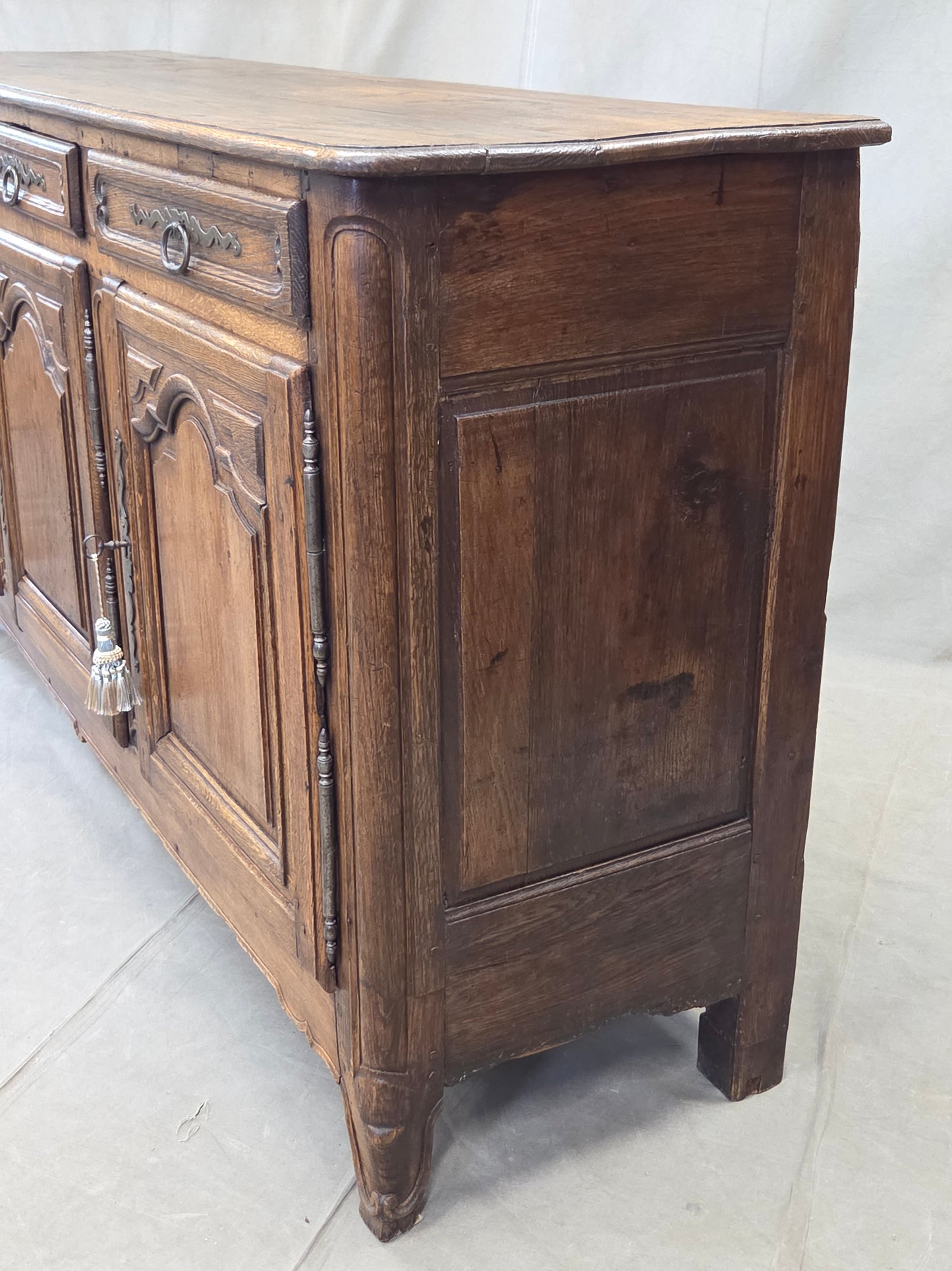 Antique 19th Century French Provincial Oak Buffet with Lined Interior