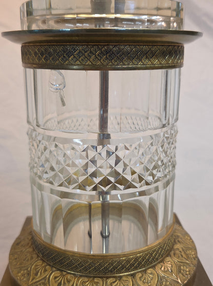 Vintage Crystal and Brass Column Table Lamps - Style of William Kessler Baccarat