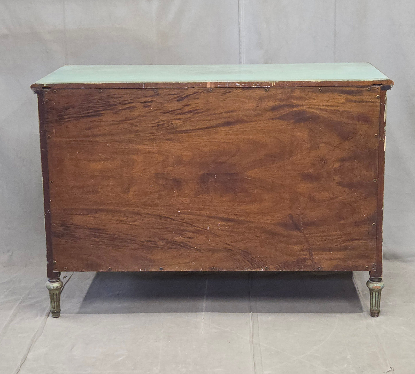 Antique French Floral Painted Mahogany Dresser with Matching Mirror