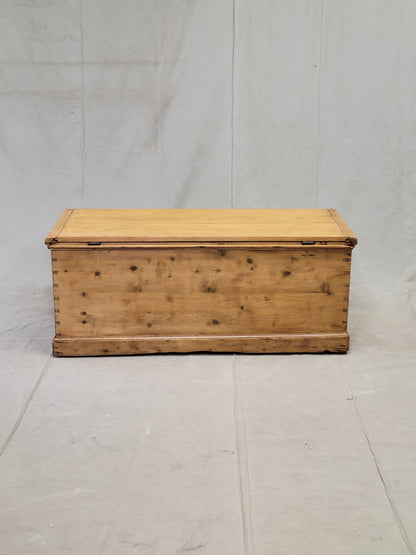Antique English Pine Blanket Chest With Drawer