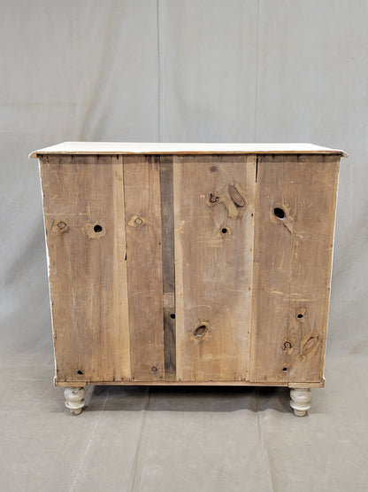 Antique English Pine Painted Dresser Chest of Drawers with Greek Key Motif