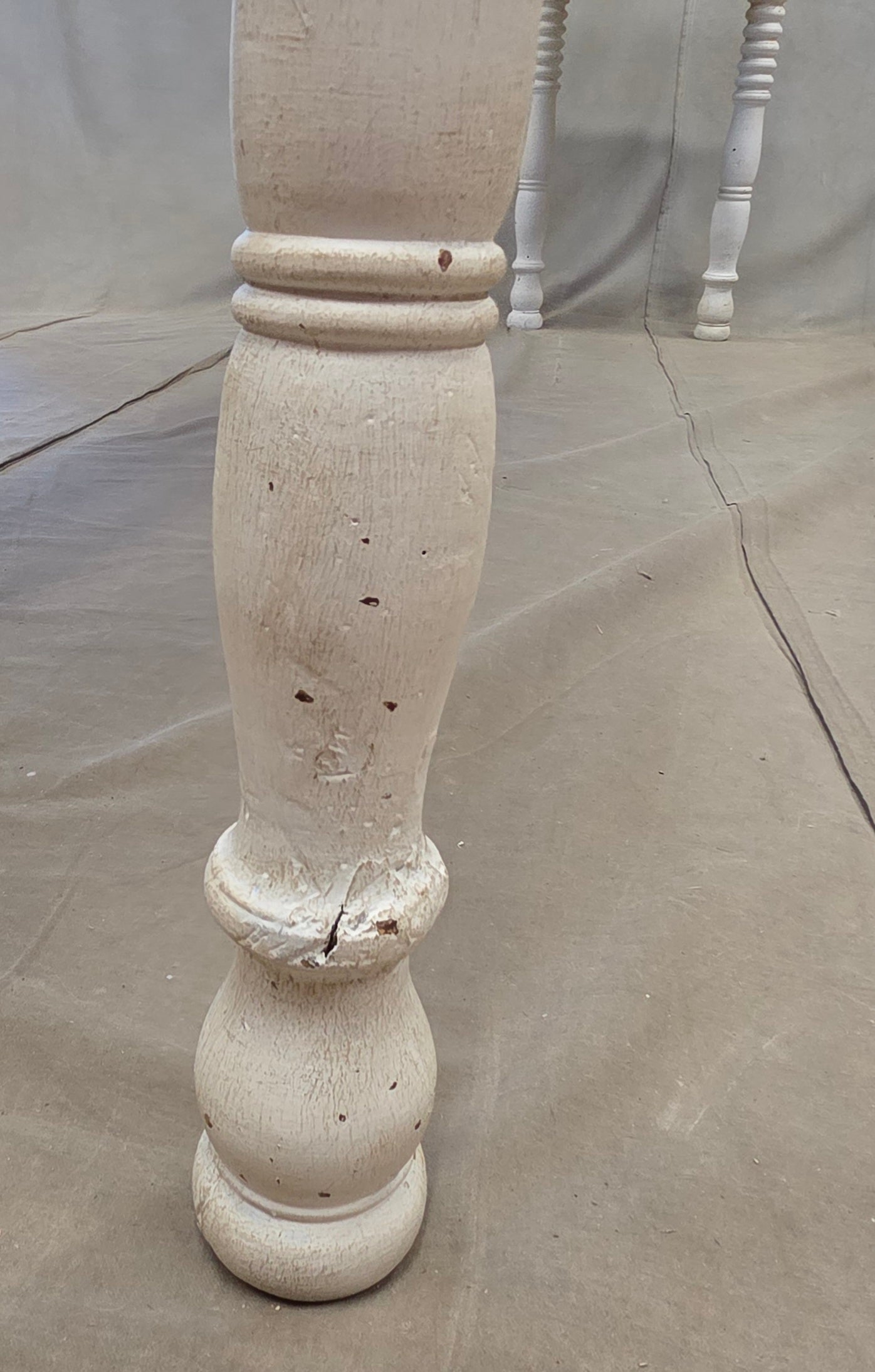 Antique French Rustic Painted Pine Console Table with Greek Key Motif