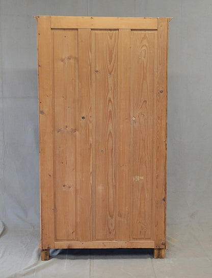 Antique German Pine Display Cabinet With Painted Blue Interior