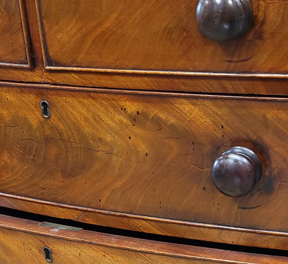 Antique English Edwardian Figured Mahogany Dresser With Original Knobs