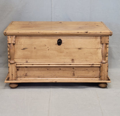 Antique Eastern European Natural Waxed Pine Blanket Chest