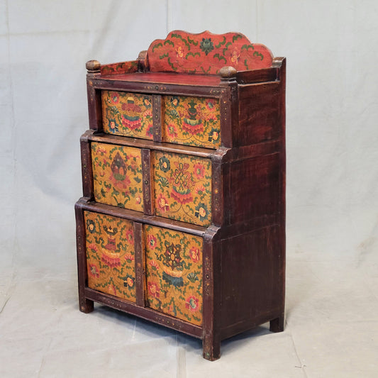 Antique 1920s Tibetan Stepped Storage Altar Cabinet