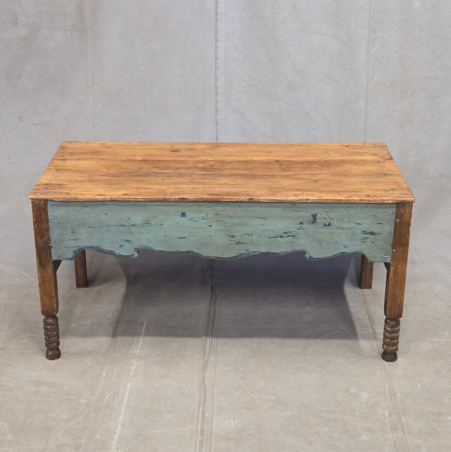 Vintage Rustic Southwestern Painted Pine Coffee Table
