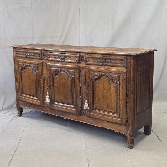 Antique 19th Century French Provincial Oak Buffet with Lined Interior