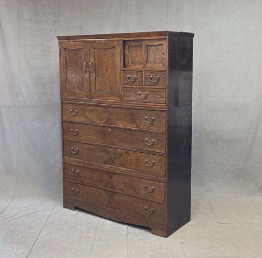 Antique 1920s Japanese Three Piece Elm and Kiri Wood Isho Tansu Chest