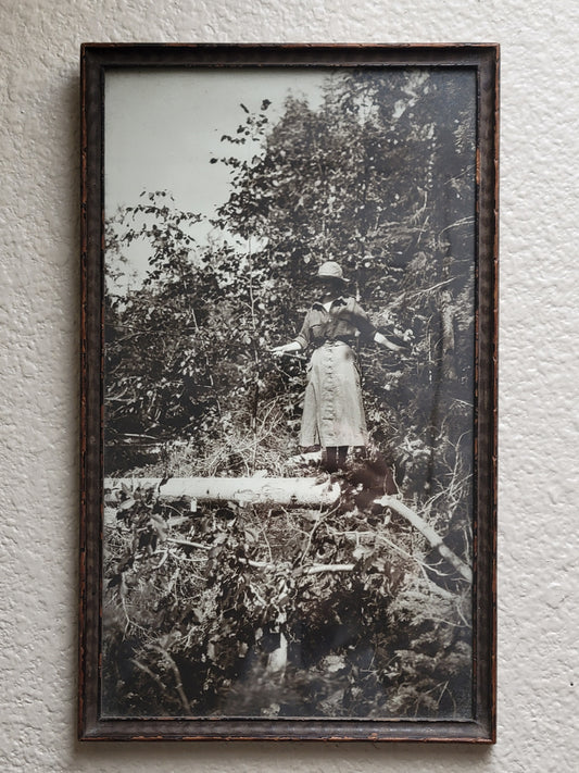 Antique Early 20th Century American Photograph of Woman Fishing