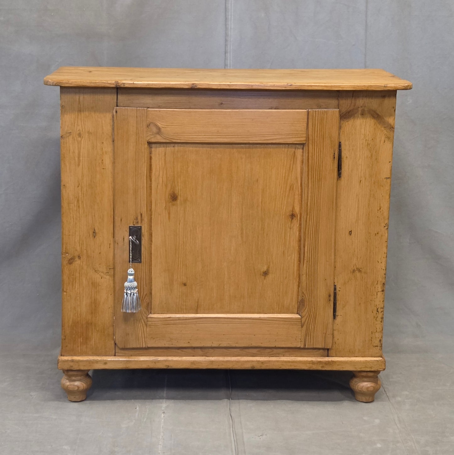 Antique English Pine Single Door Cupboard with Working Key and Original Hardware