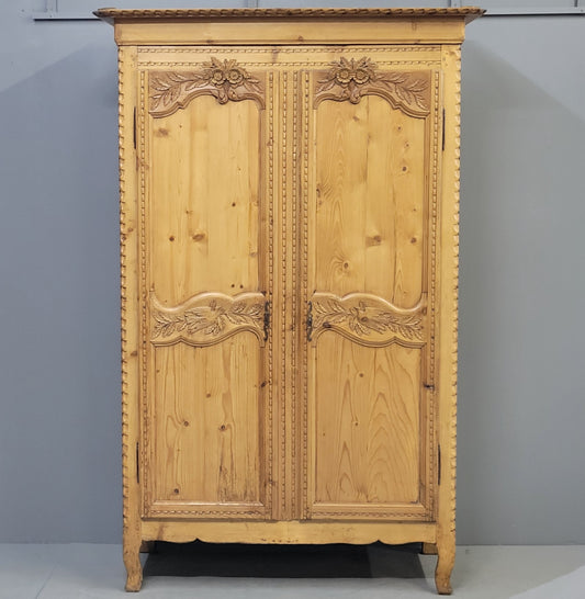 Antique Circa 1870 French Provincial Pine Wedding Armoire