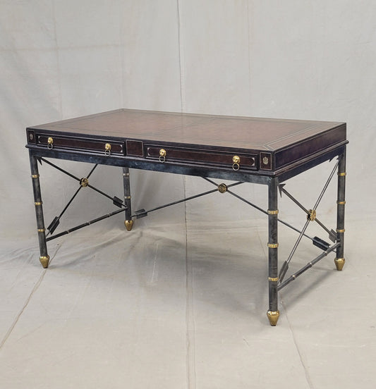 Vintage 1980s Maitland Smith Neoclassical Style Leather Top Writing Desk