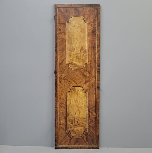 Antique French Faux Grain Painted Pine Pantry Door With Landscape Scenes