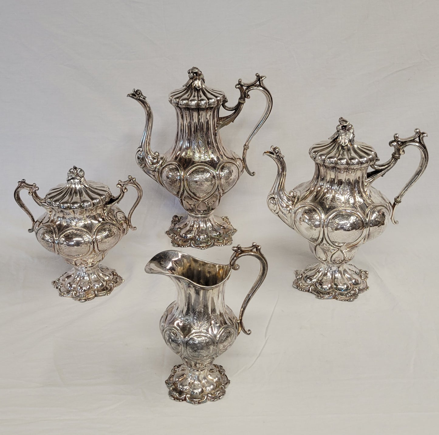 Antique 1870s Redfield & Rice Silverplate Tea and Coffee Set