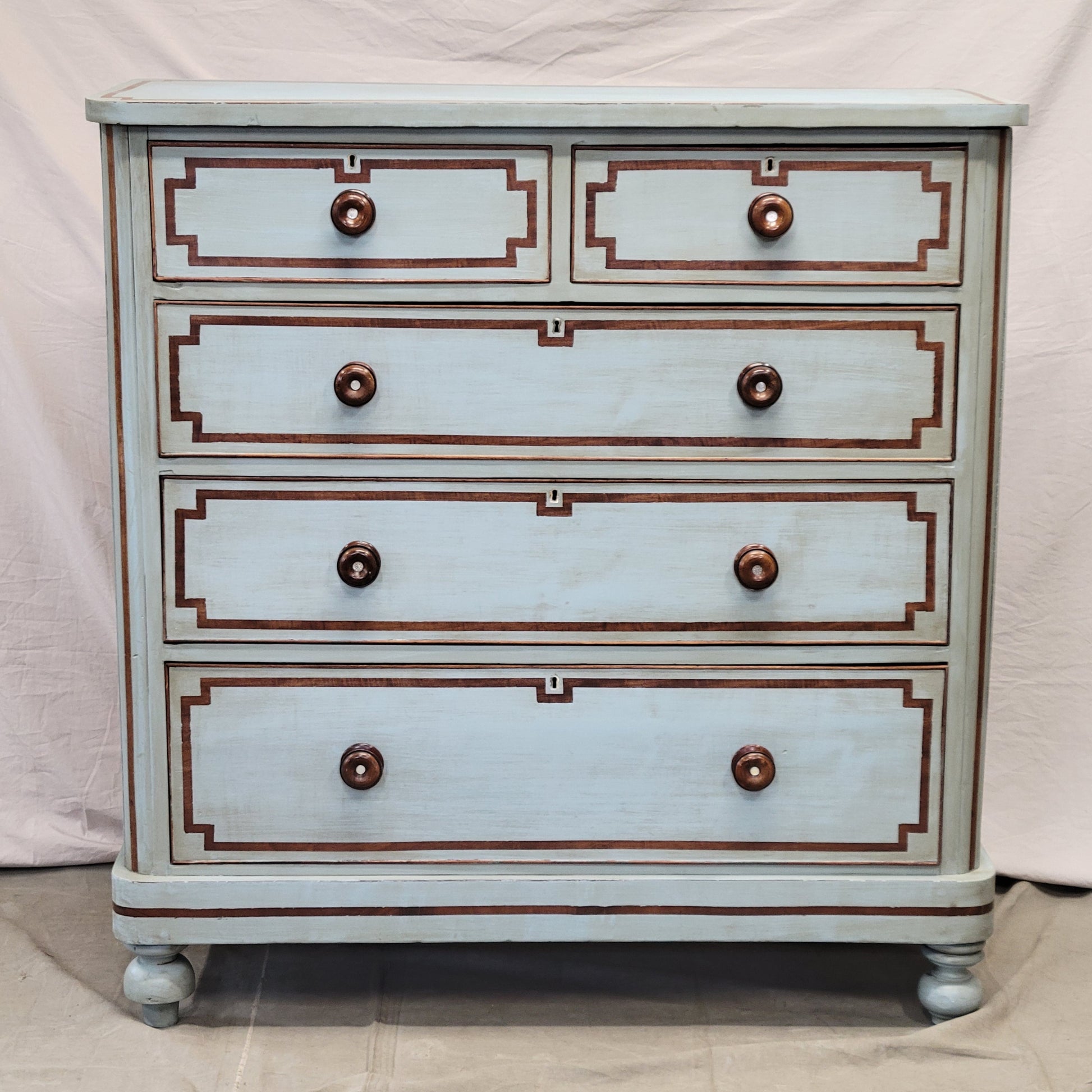 antique blue dresser Antique English Blue Painted Dresser With Mahogany Pulls Inset With Mo – Sheptons Antiques