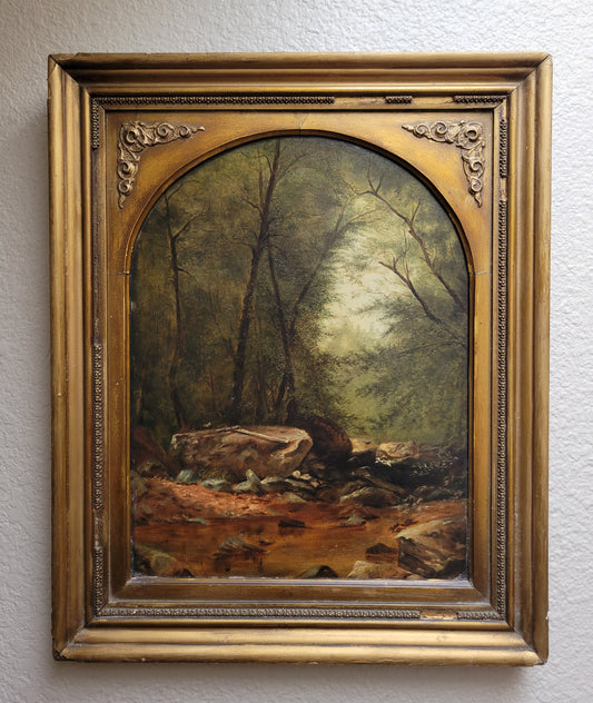 Antique 19th Century French Forest Landscape signed E.S. Buffett, 1862