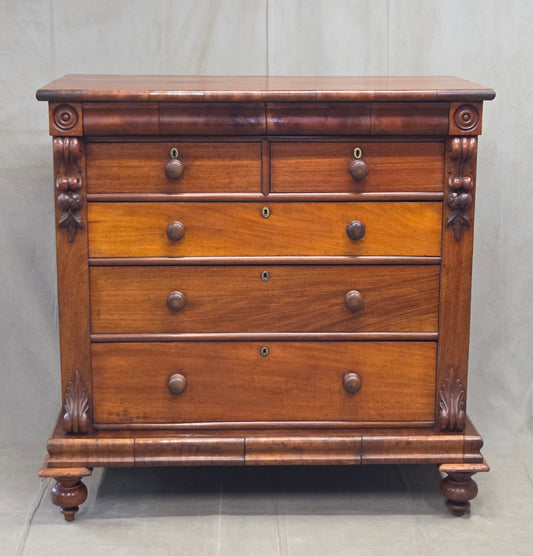 Antique 19th Century Flame Mahogany High Victorian Scotch Chest